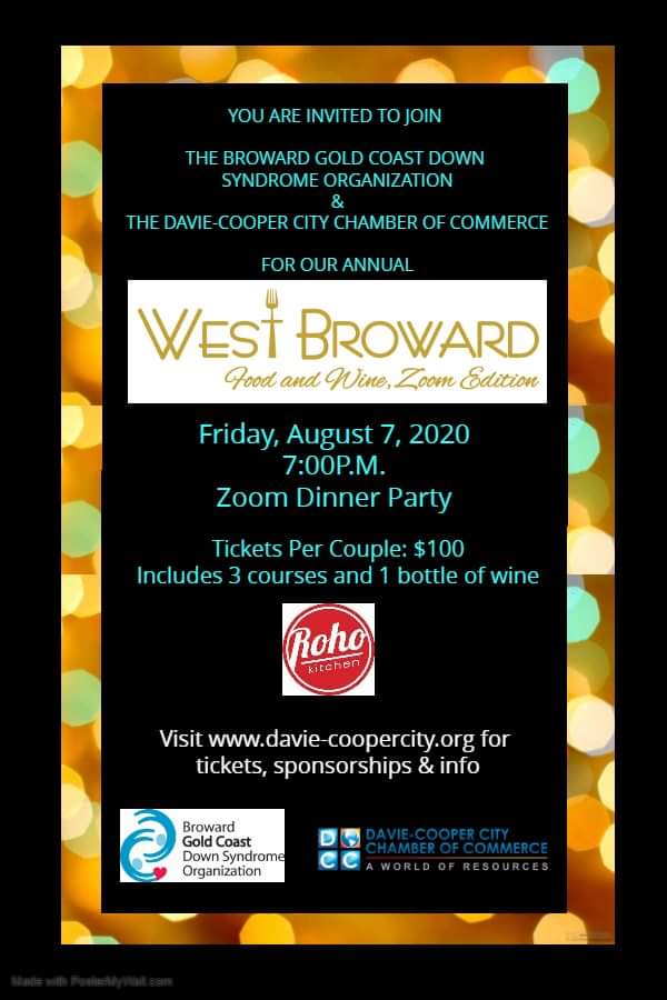 West Broward Food and Wine-Zoom Edition Aug 7th